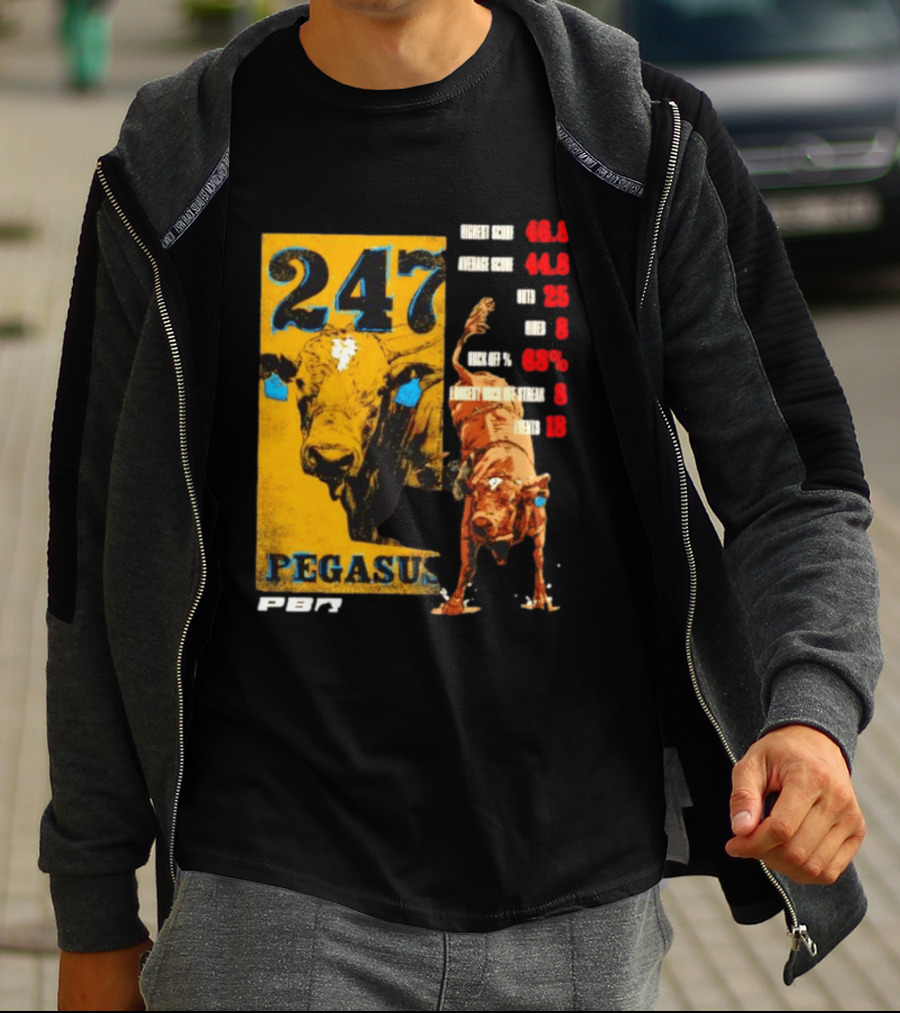 Pegasus 247 PBR Bull Riding Outs Stats Highest Average Score T-Shirt