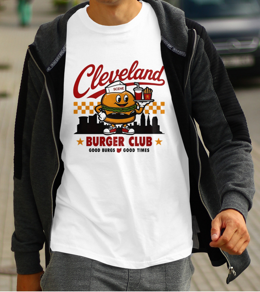 Cleveland Scene Burger Club City Skyline Good Burgs Good Times T-Shirt