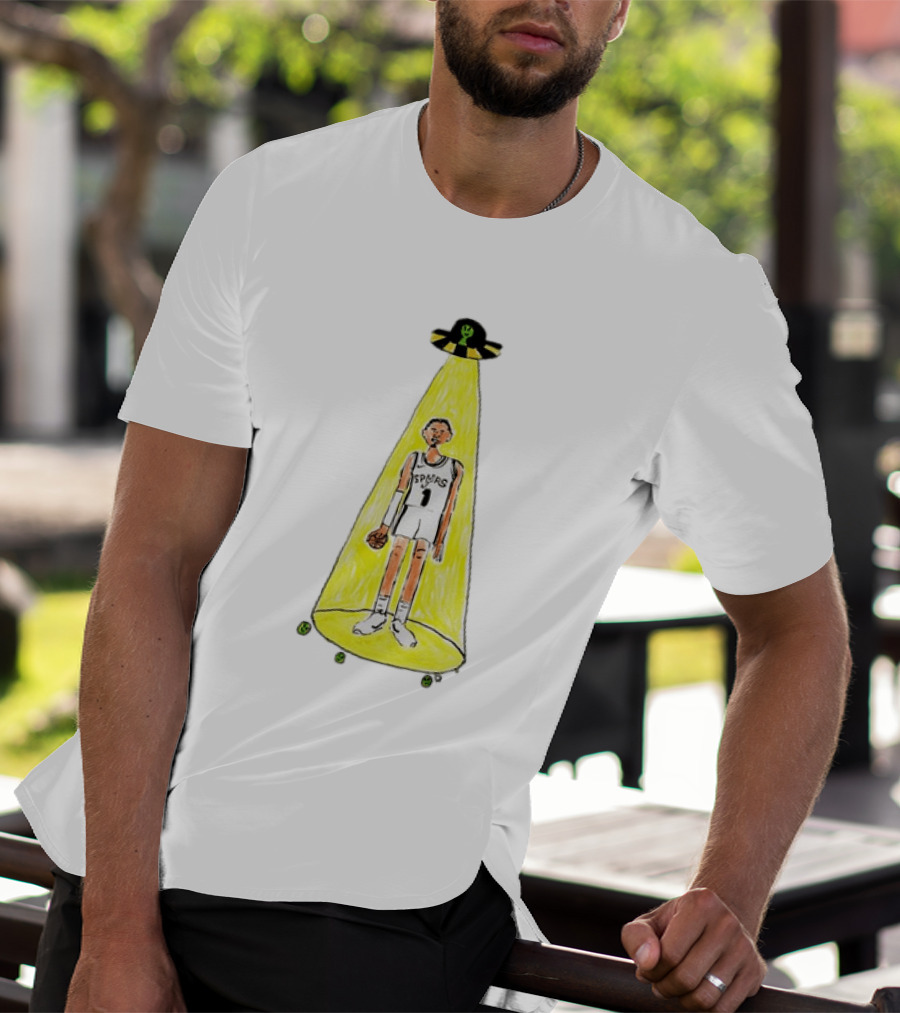 Victor Wembanyama Spurs NBA Out Of This World Alien Abduction Doodle T-Shirt