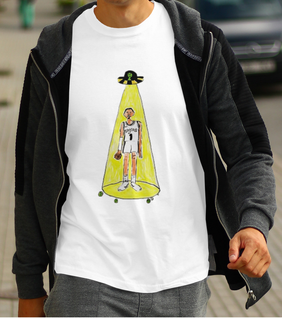 Victor Wembanyama Spurs NBA Out Of This World Alien Abduction Doodle T-Shirt