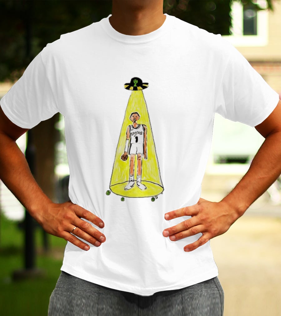 Victor Wembanyama Spurs NBA Out Of This World Alien Abduction Doodle T-Shirt