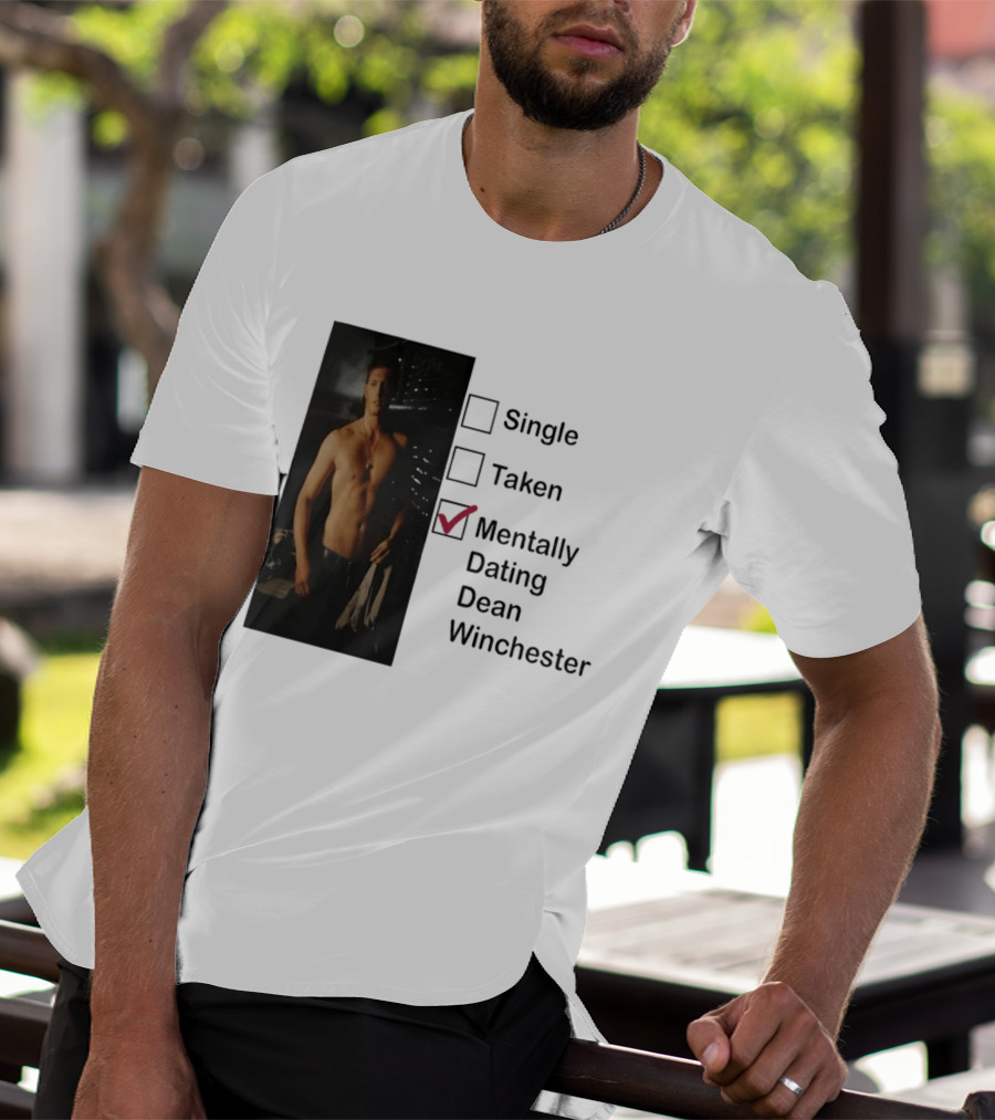 Jensen Ackles Less Mentally Dating Dean Winchester Single Taken Checked T-Shirt