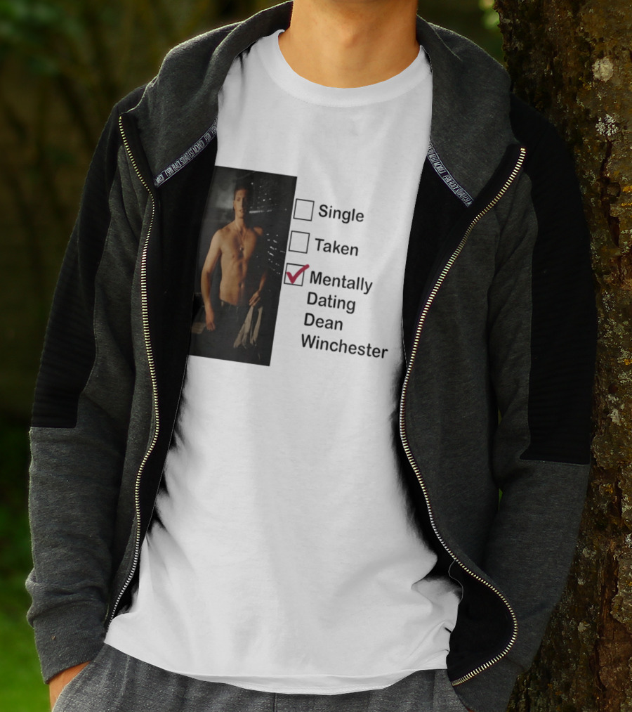 Jensen Ackles Less Mentally Dating Dean Winchester Single Taken Checked T-Shirt