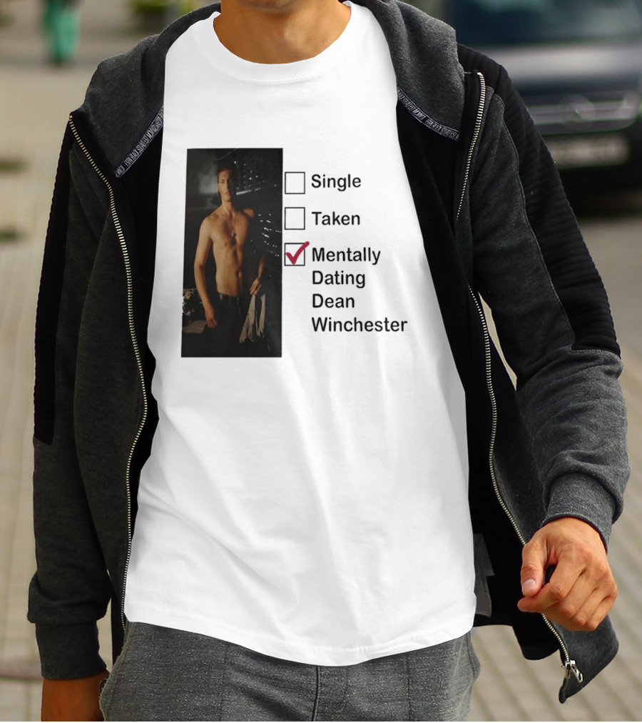 Jensen Ackles Less Mentally Dating Dean Winchester Single Taken Checked T-Shirt