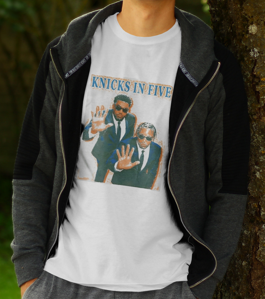 Knicks In Five Mikal Bridges Og Anunoby Players In Suits T-Shirt