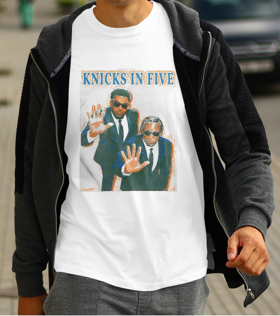 Knicks In Five Mikal Bridges Og Anunoby Players In Suits T-Shirt