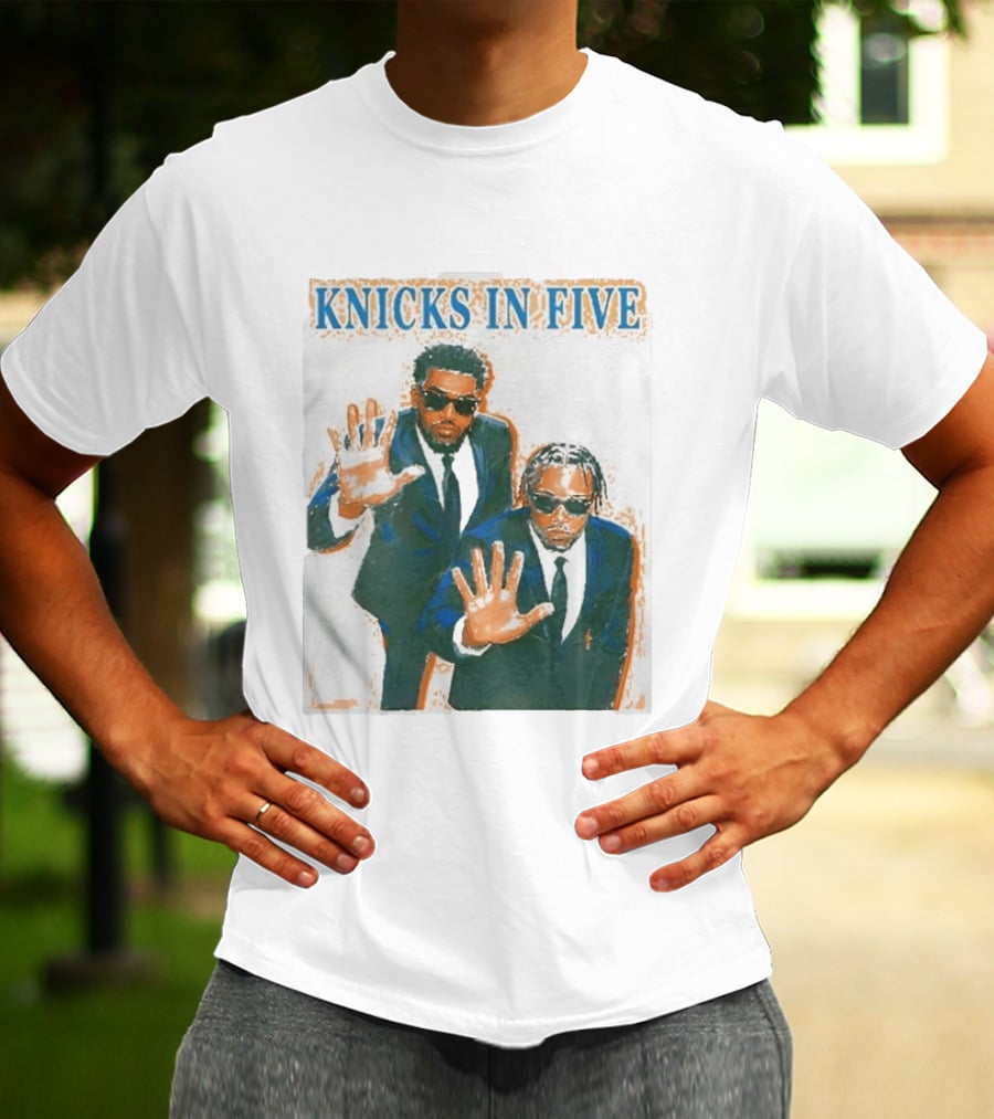 Knicks In Five Mikal Bridges Og Anunoby Players In Suits T-Shirt
