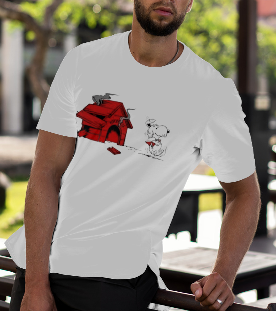 Krypto The Superdog Peanuts Snoopy Comic Book House Destruction Scene T-Shirt