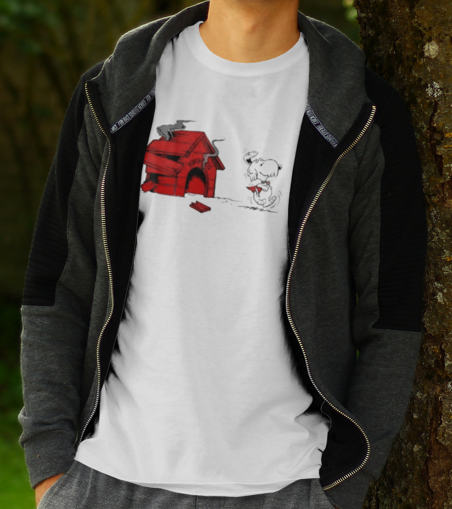 Krypto The Superdog Peanuts Snoopy Comic Book House Destruction Scene T-Shirt