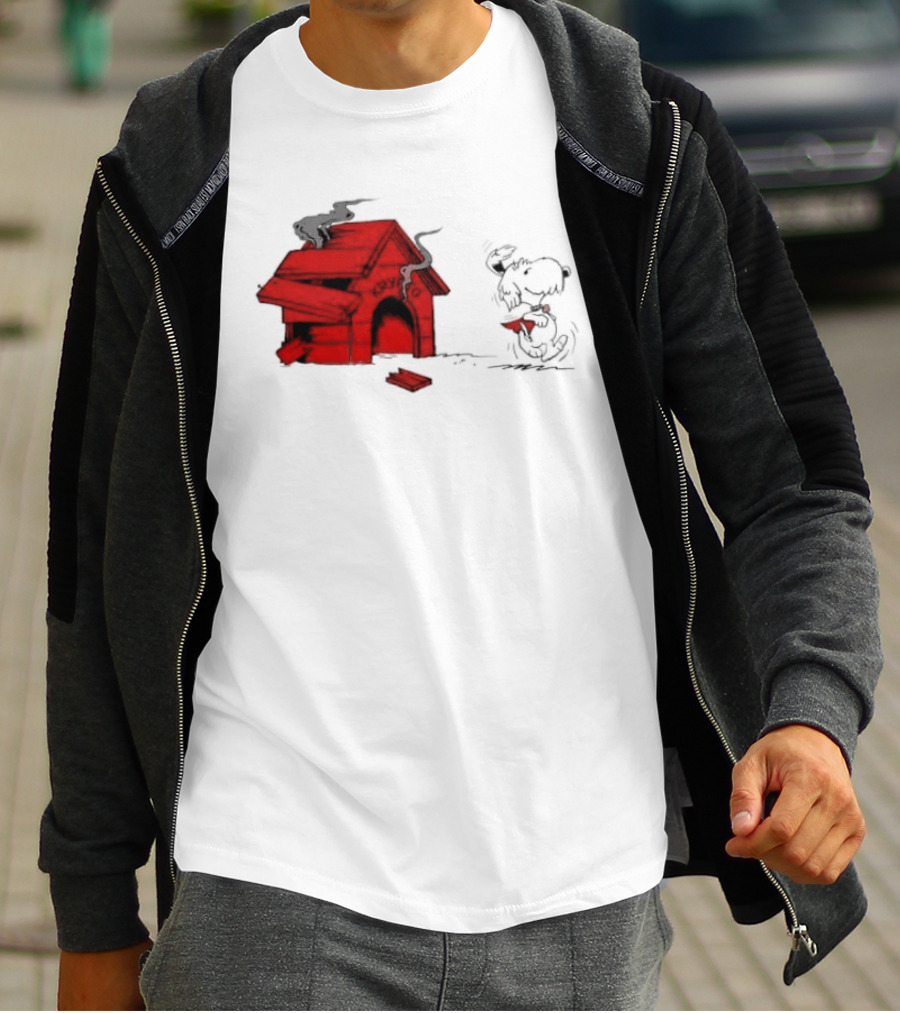 Krypto The Superdog Peanuts Snoopy Comic Book House Destruction Scene T-Shirt