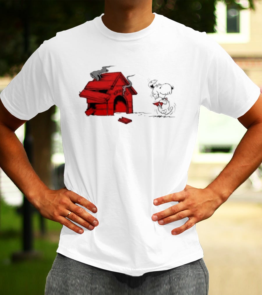 Krypto The Superdog Peanuts Snoopy Comic Book House Destruction Scene T-Shirt