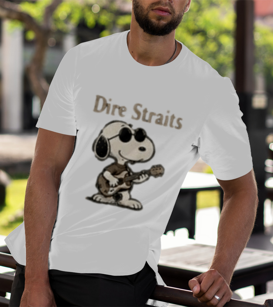 Snoopy Dire Straits Follow The Rhythm Trust The Road Enjoy The Ride Vintage Character Playing Guitar T-Shirt