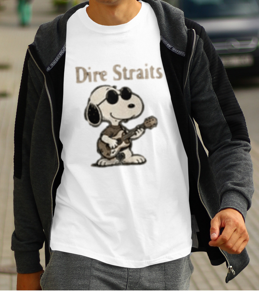 Snoopy Dire Straits Follow The Rhythm Trust The Road Enjoy The Ride Vintage Character Playing Guitar T-Shirt