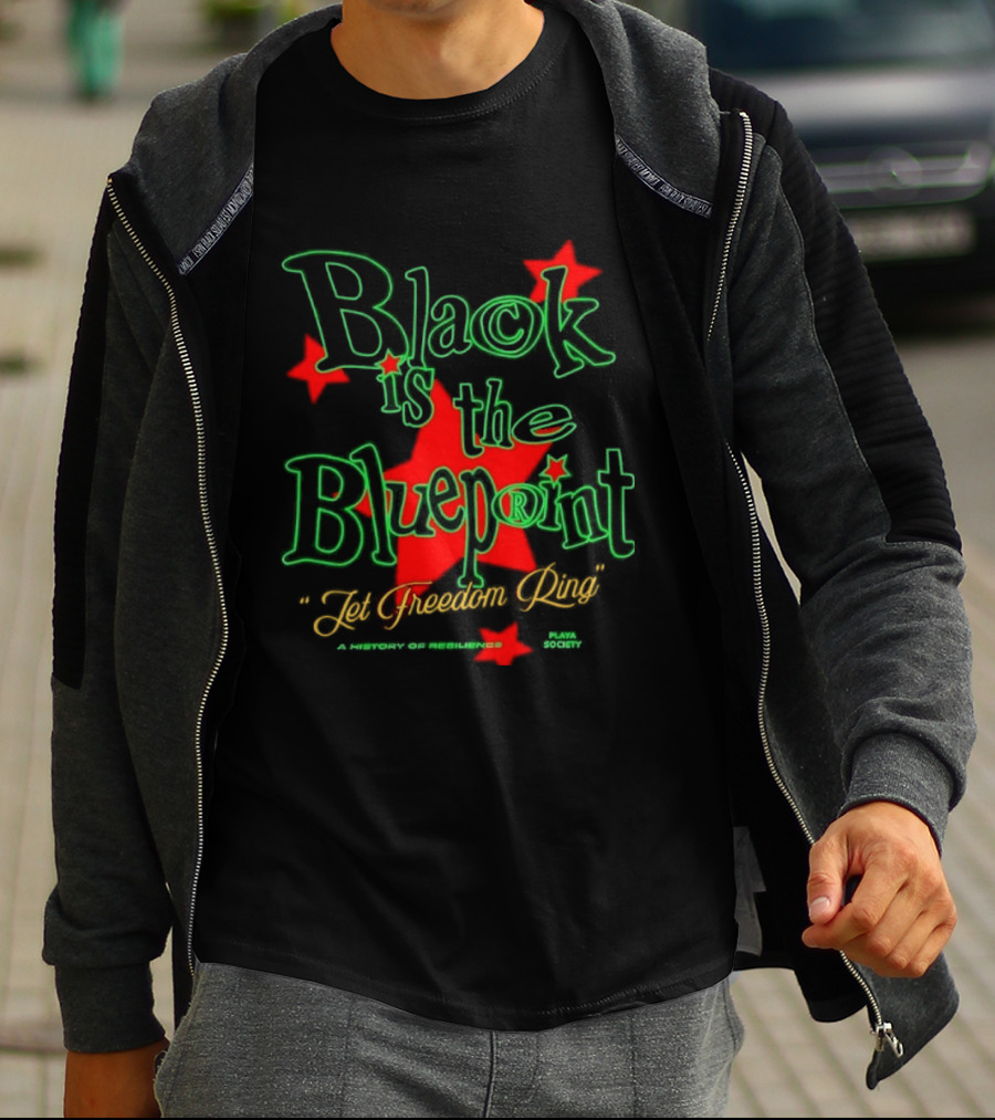 Black Is The Blueprint Let Freedom Ring Red Stars T-Shirt