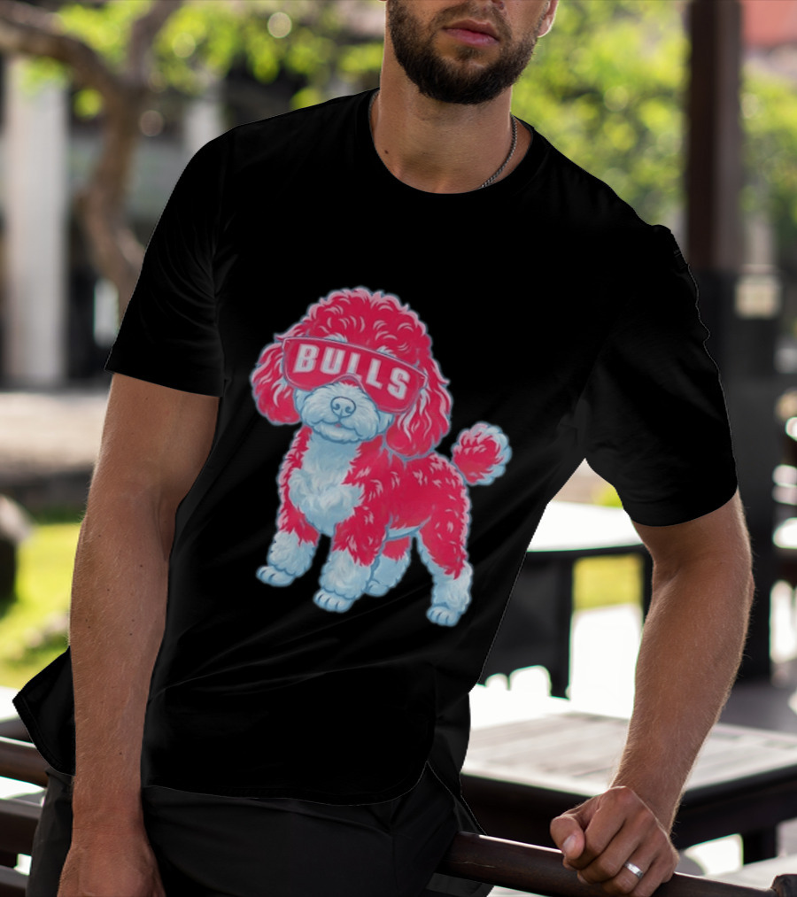 Chicago Bulls Poodle Cartoon Glasses T-Shirt