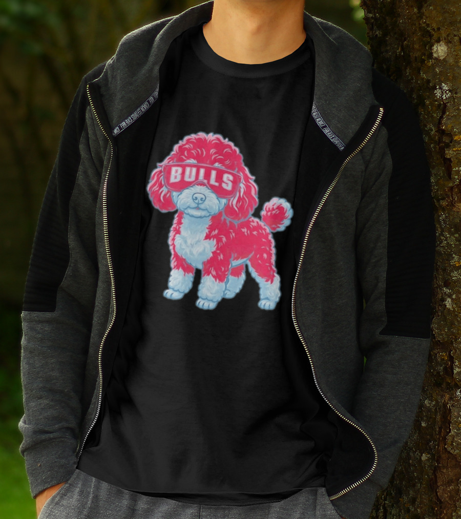 Chicago Bulls Poodle Cartoon Glasses T-Shirt