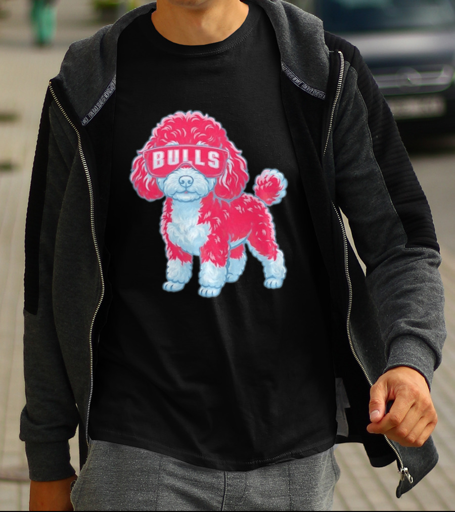 Chicago Bulls Poodle Cartoon Glasses T-Shirt