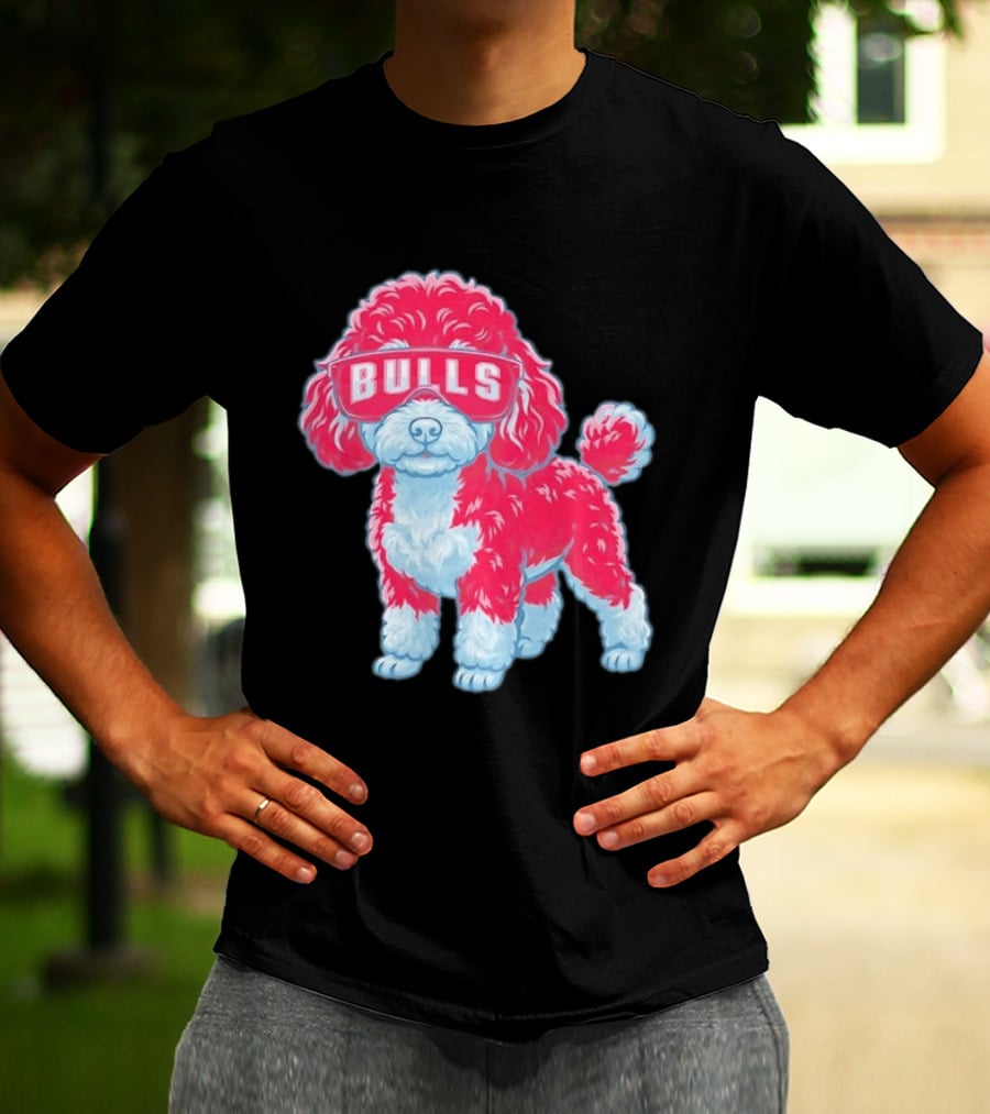 Chicago Bulls Poodle Cartoon Glasses T-Shirt