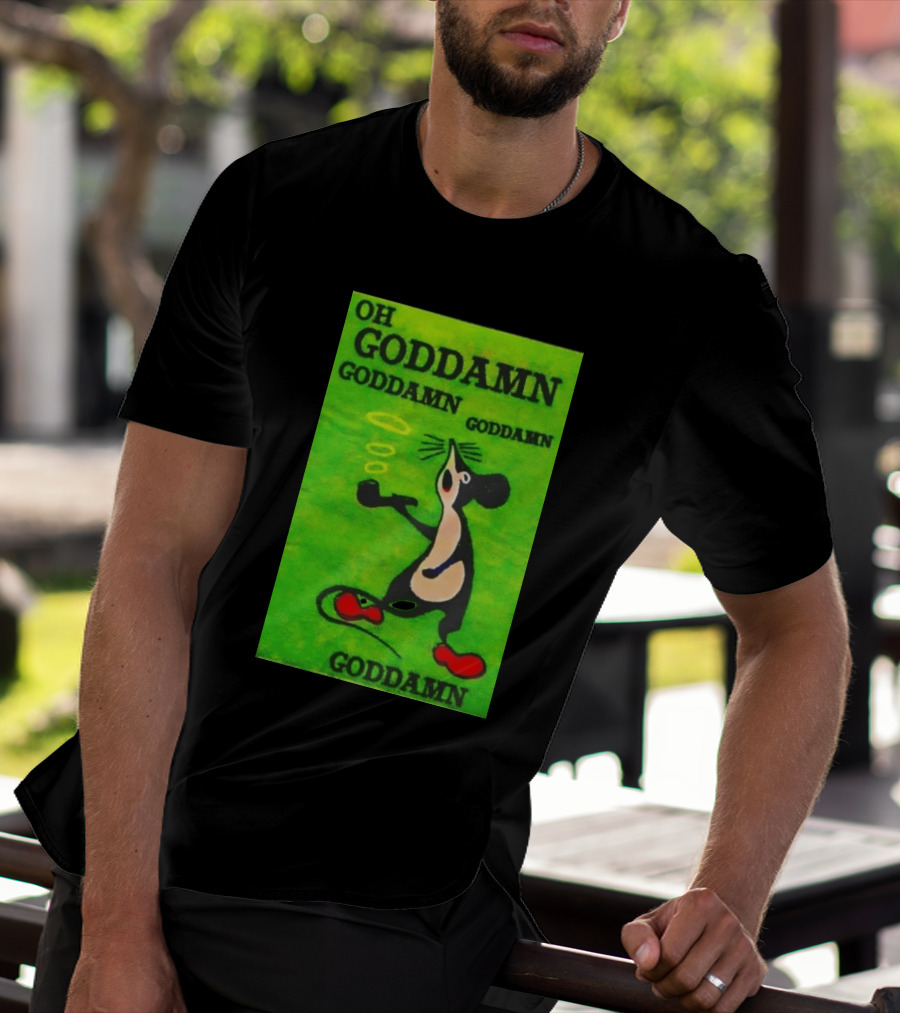Oh Goddamn Mouse Smoking Pipe Humorous Phrase T-Shirt