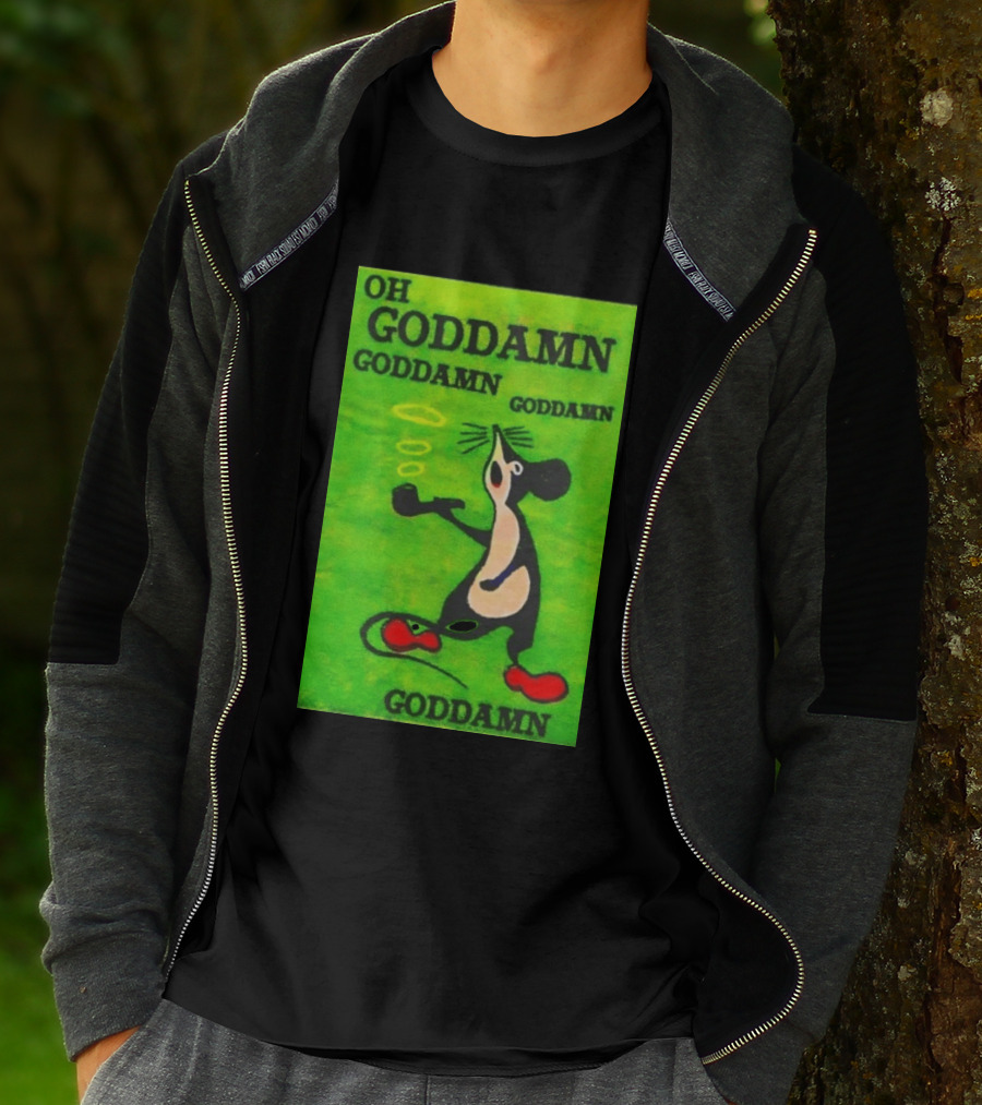 Oh Goddamn Mouse Smoking Pipe Humorous Phrase T-Shirt