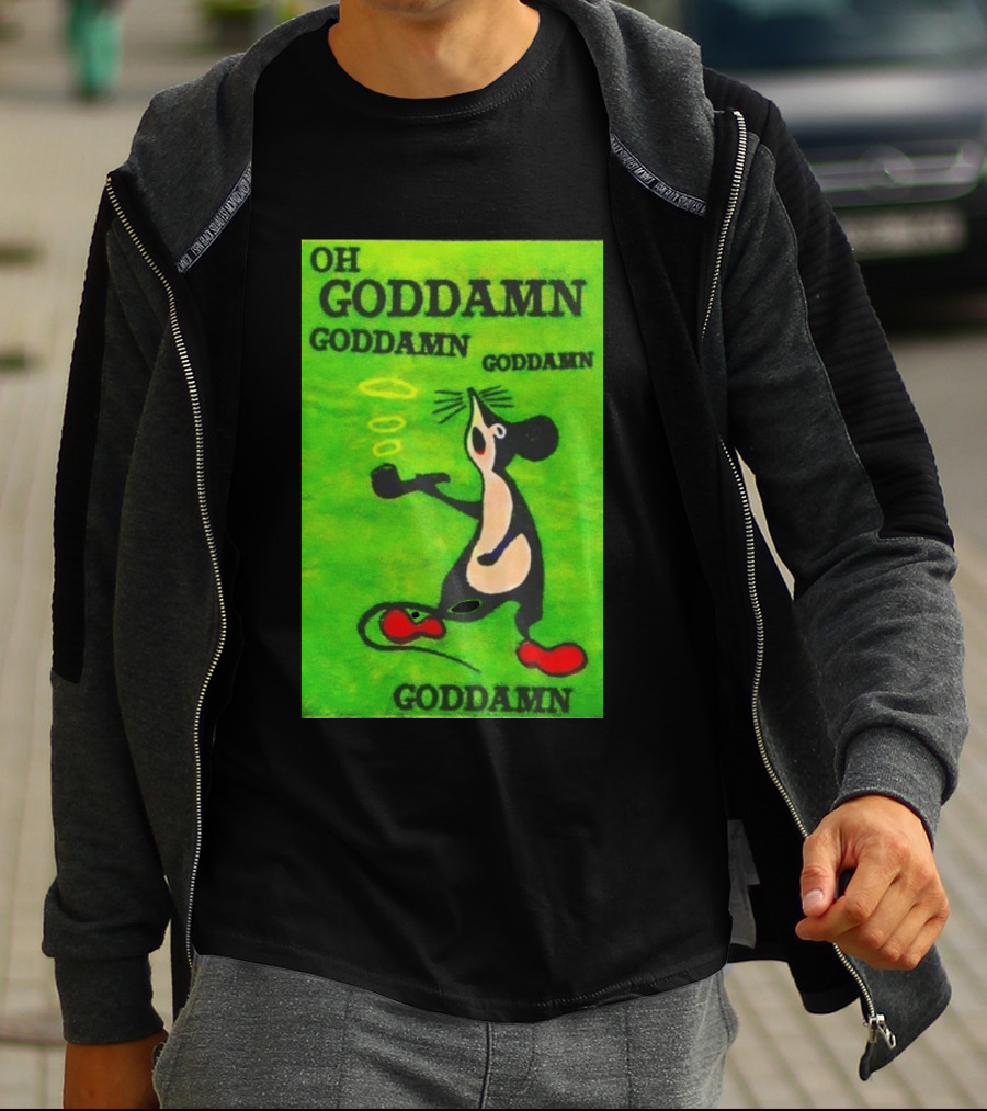 Oh Goddamn Mouse Smoking Pipe Humorous Phrase T-Shirt