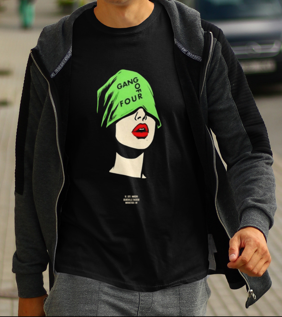 Gang Of Four June 25 2026 Woodstock NY With Green Hat And Red Lips T-Shirt