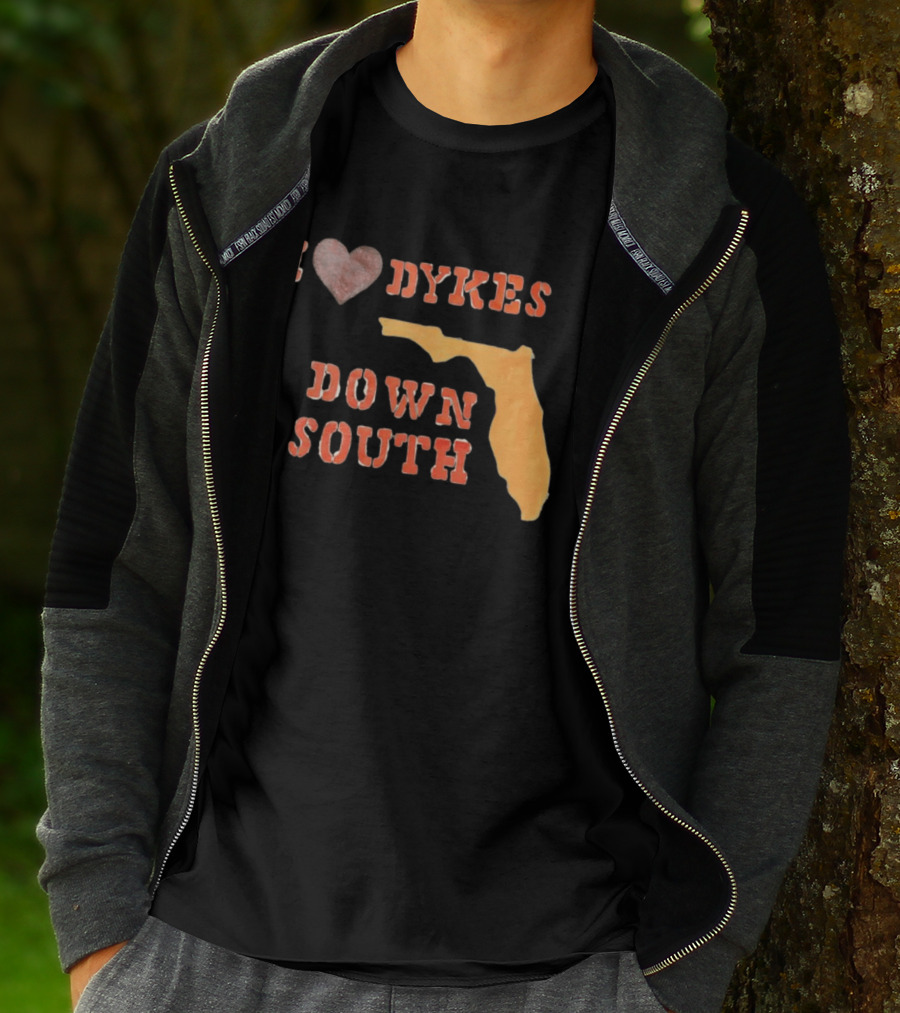 I Love Dykes Down South Florida Map T-Shirt