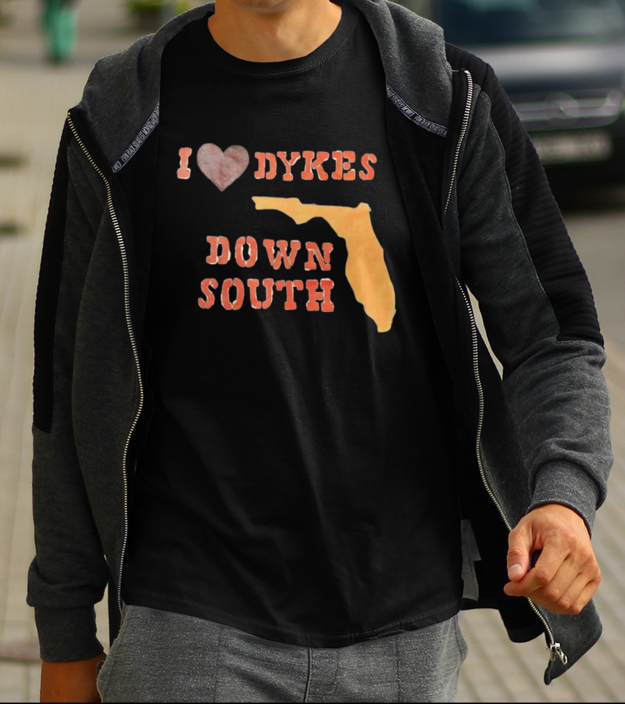 I Love Dykes Down South Florida Map T-Shirt