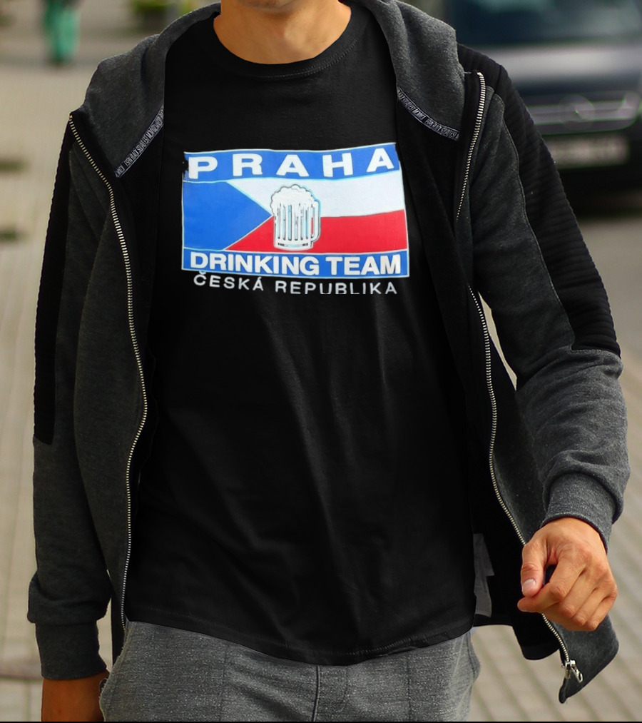 PRAHA Drinking Team Ceska Republika Flag Beer T-Shirt