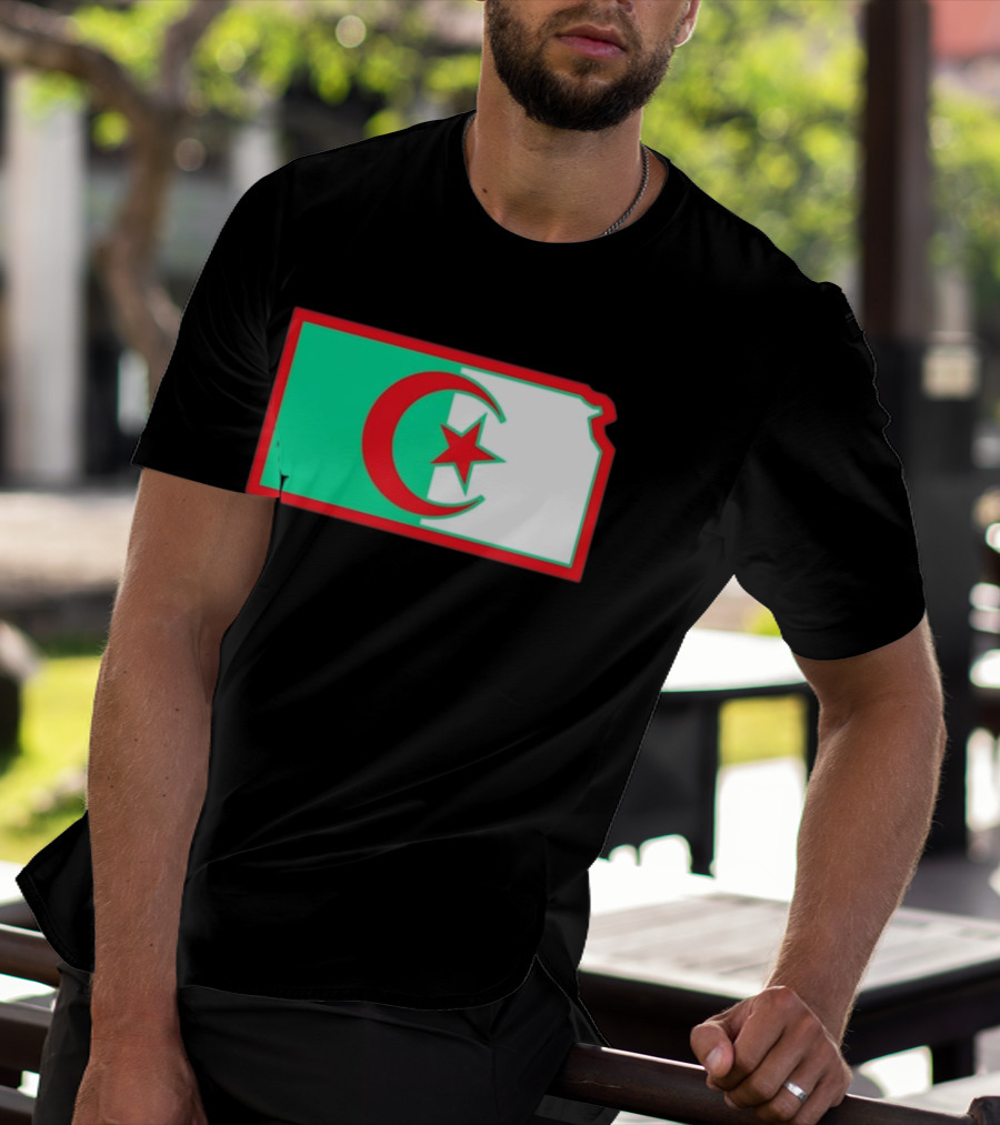 Lawrence Kansas Algeria Flag Map T-Shirt