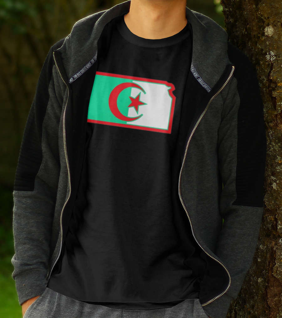 Lawrence Kansas Algeria Flag Map T-Shirt
