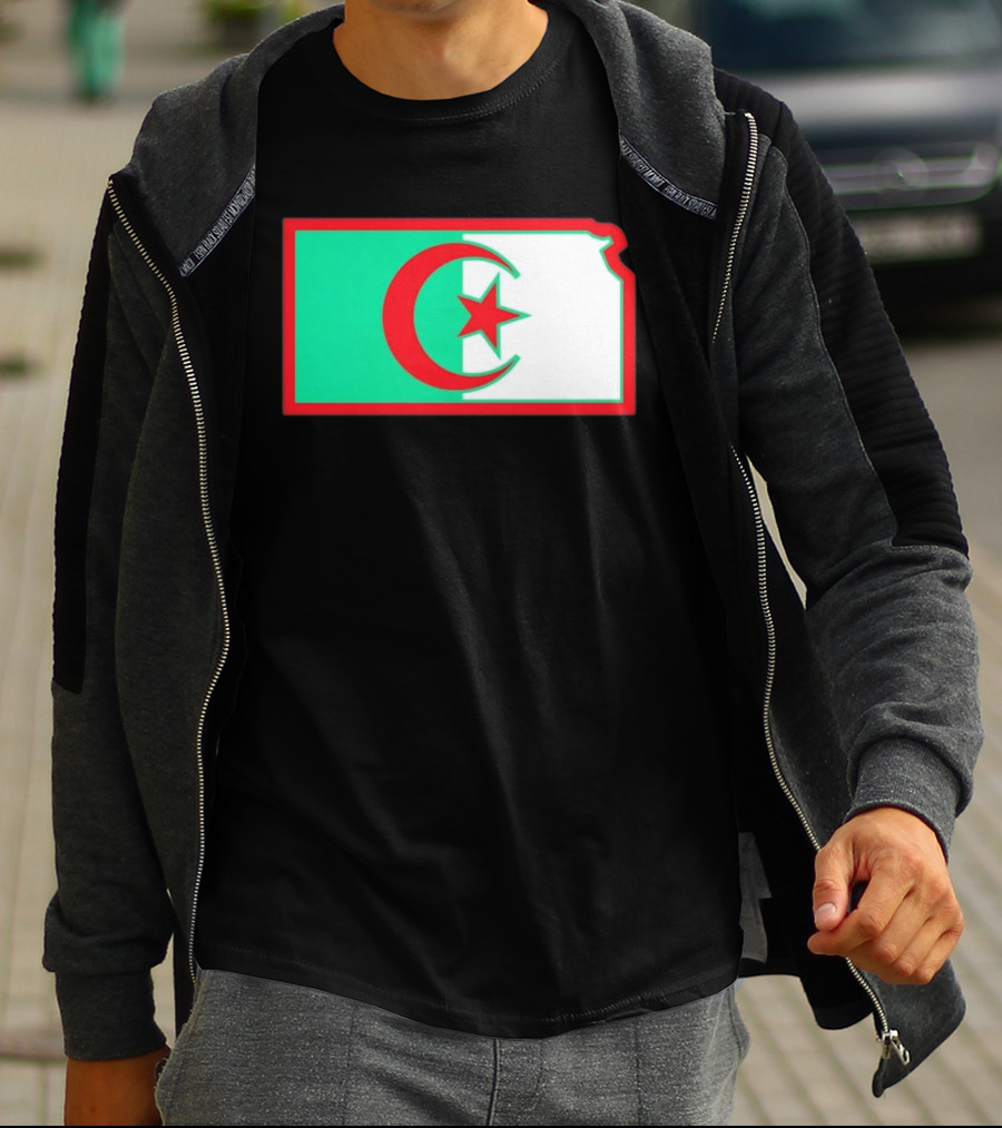 Lawrence Kansas Algeria Flag Map T-Shirt
