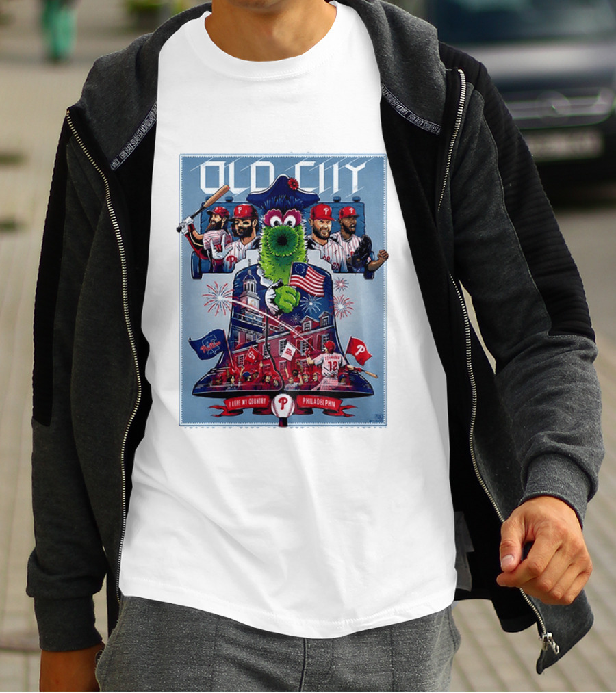 Bryce Harper Kyle Schwarber Philadelphia Phillies The Phanatic I Love My Country Old City MLB All Star Game 2026 T-Shirt