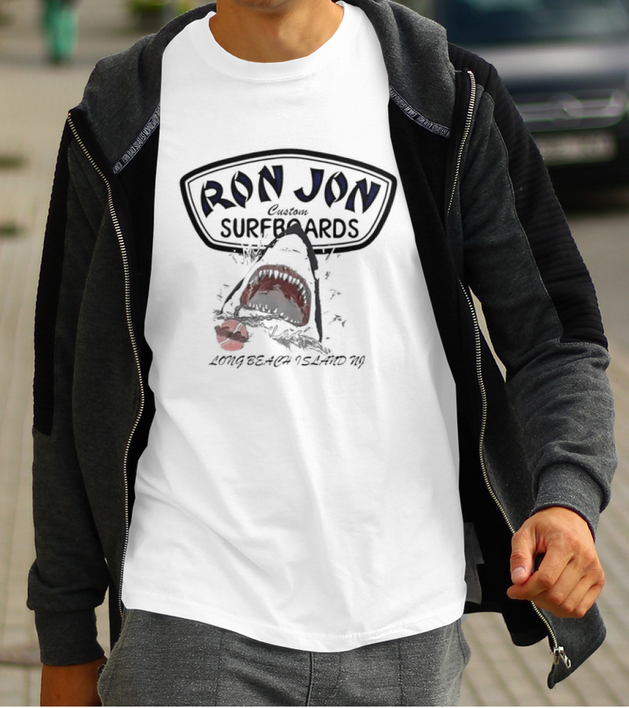 Long Beach Island NJ Ron Jon Custom Surfboards Shark Eating T-Shirt