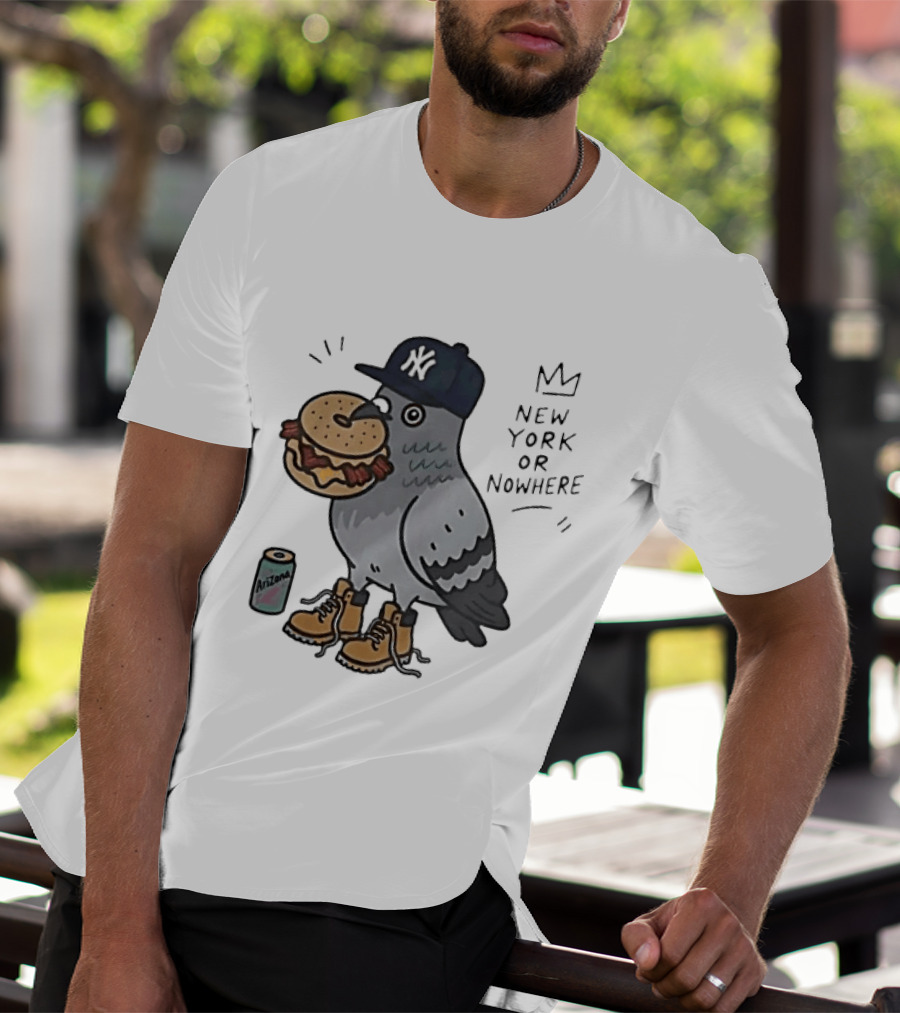 New York Or Nowhere Pigeon Bagel Timberlands Arizona Iced Tea T-Shirt