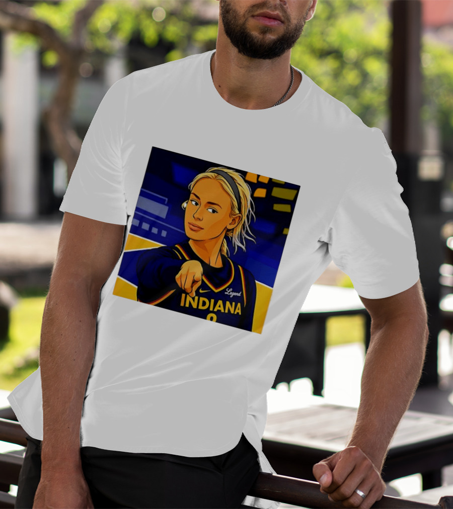 Indiana Basketball Legend Blonde Pointing Cartoon T-Shirt