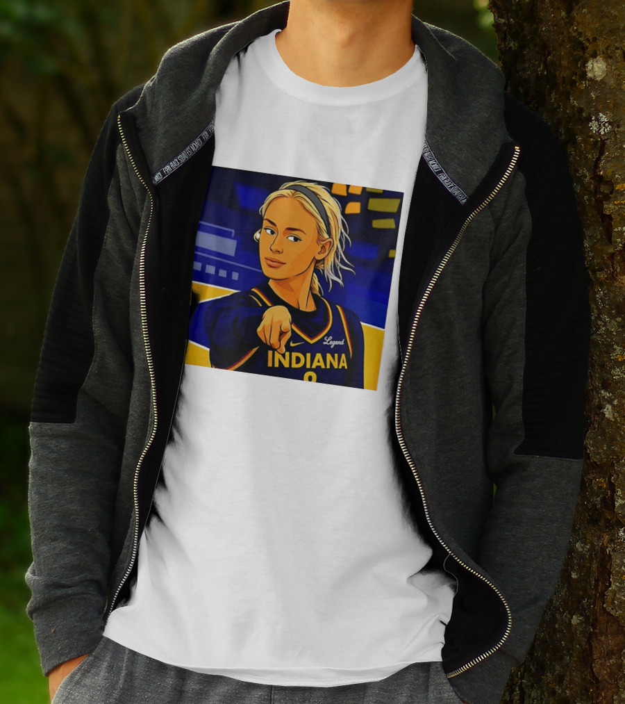 Indiana Basketball Legend Blonde Pointing Cartoon T-Shirt