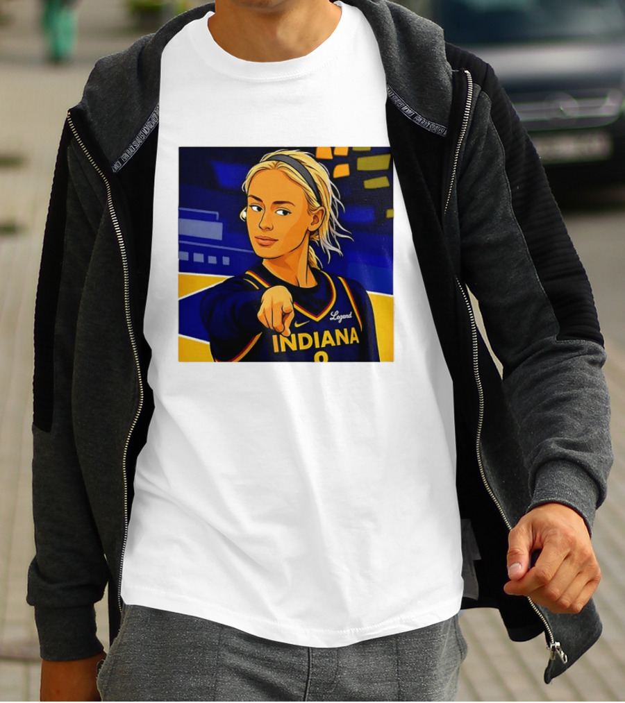 Indiana Basketball Legend Blonde Pointing Cartoon T-Shirt