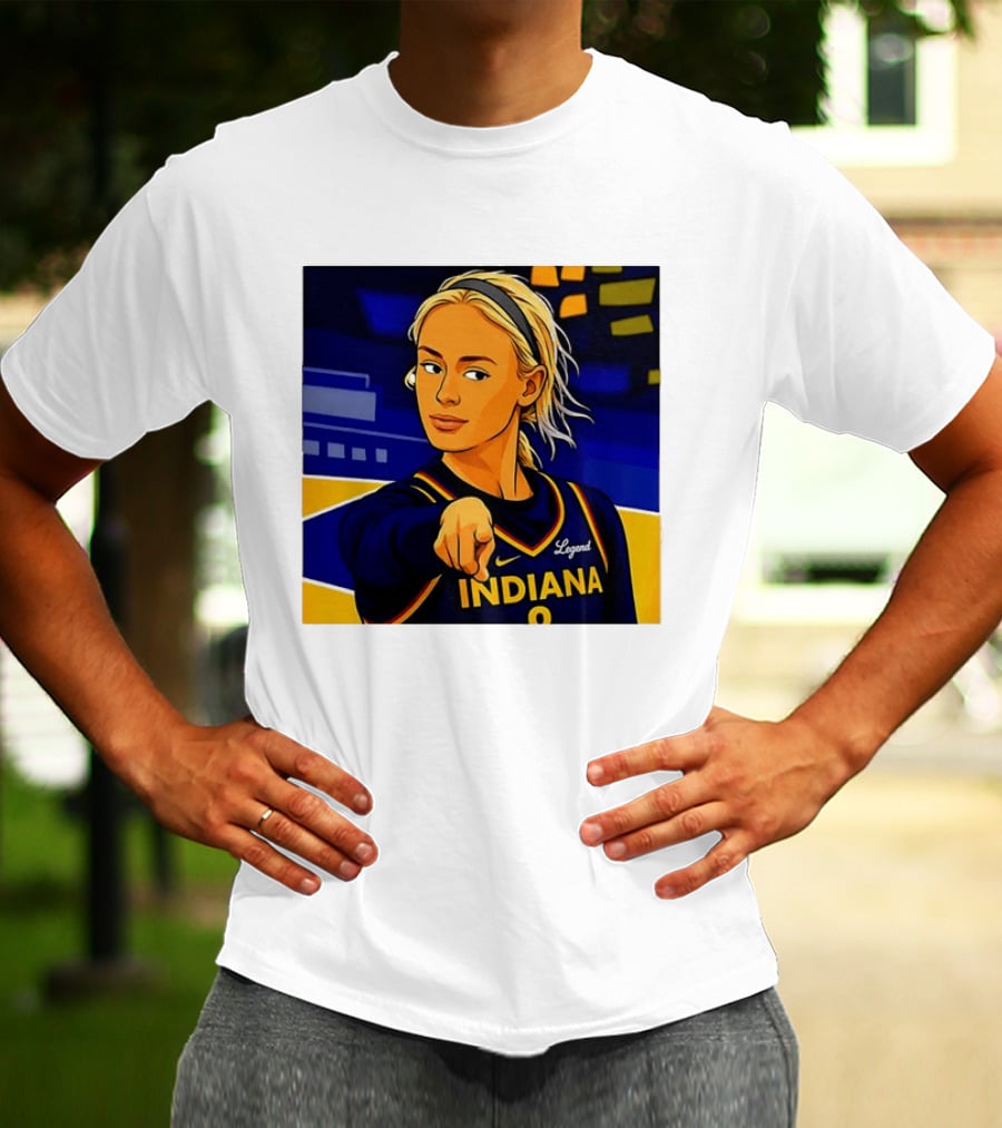 Indiana Basketball Legend Blonde Pointing Cartoon T-Shirt