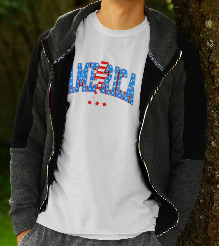 Patriotic America Stars And Stripes Lightning Bolt T-Shirt