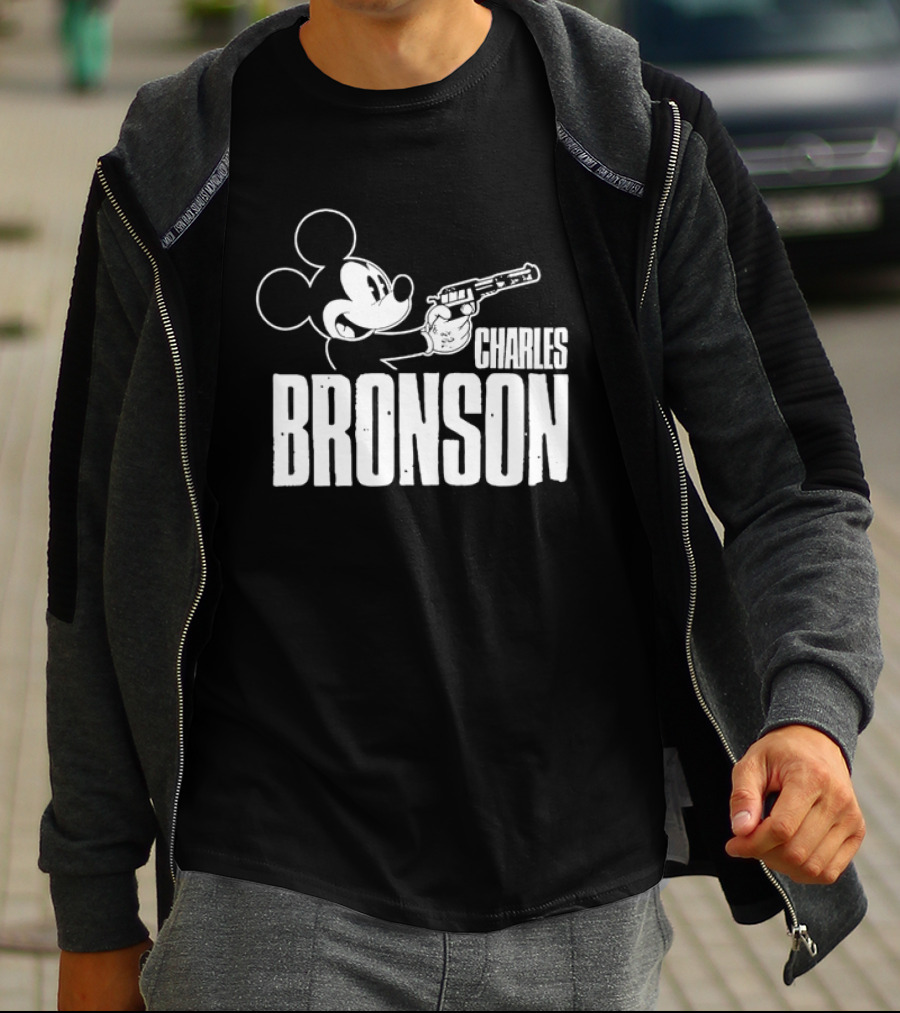 Charles Bronson Mickey Mouse Holding Gun T-Shirt