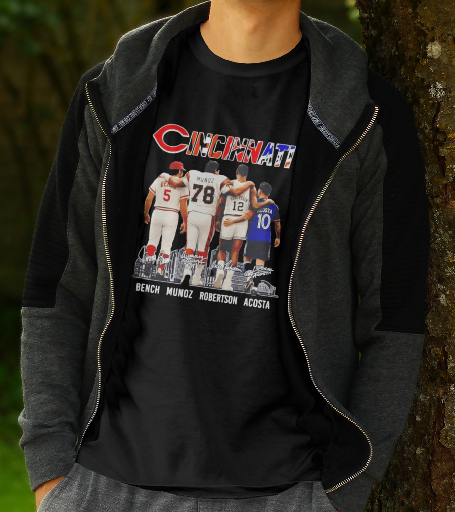 Cincinnati Icons Bench Munoz Robertson Acosta Sports Legends T-Shirt