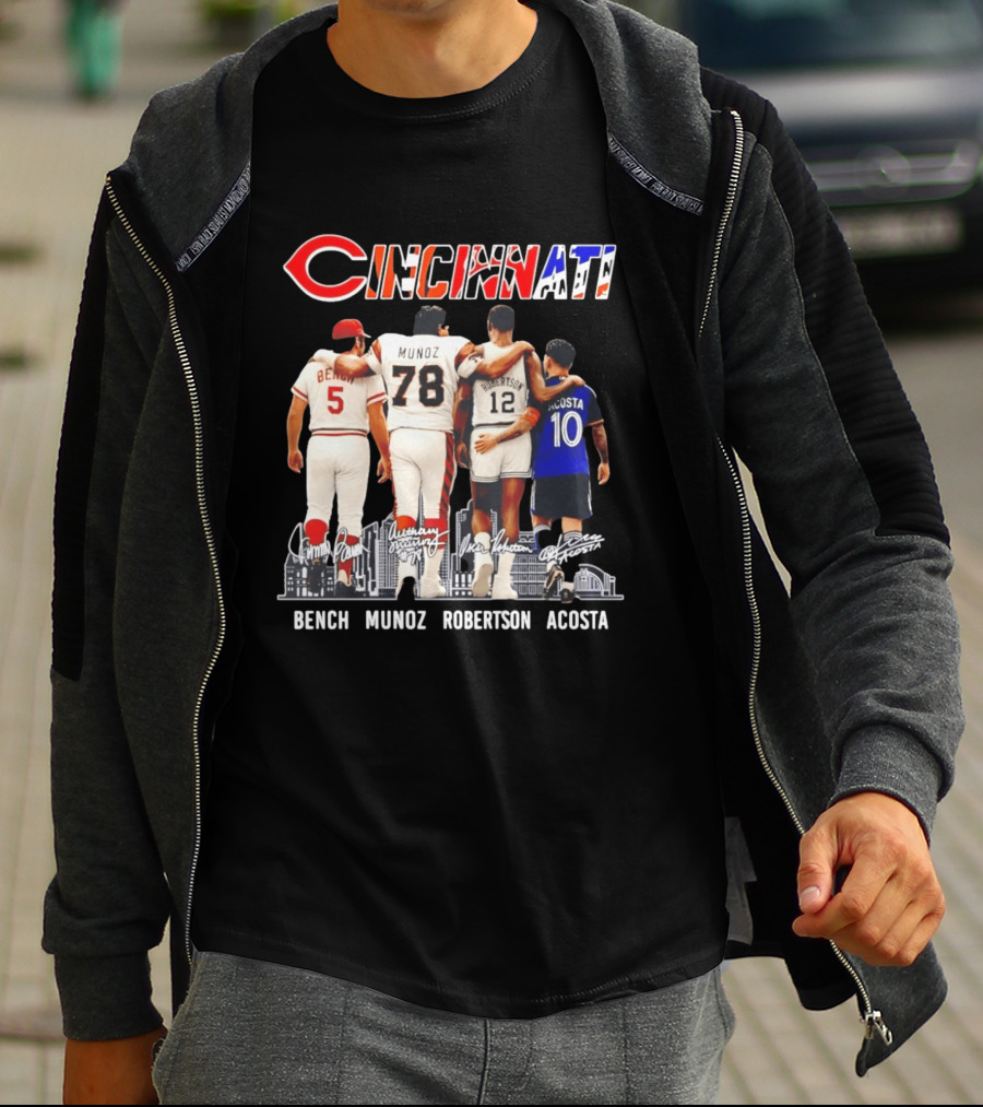 Cincinnati Icons Bench Munoz Robertson Acosta Sports Legends T-Shirt