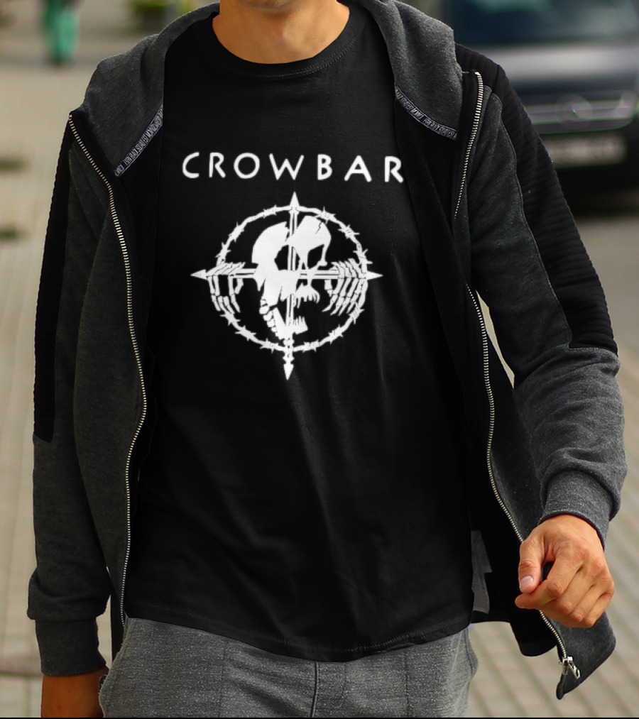 Crowbar Barbed Wire Skull Cross T-Shirt