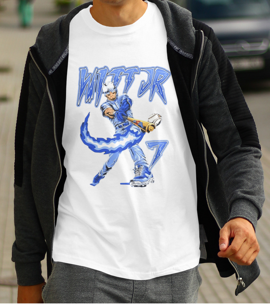 Witt Jr 7 Flaming Bat Baseball Player T-Shirt