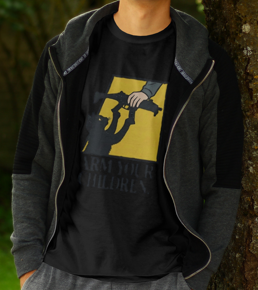 Arm Your Children Black Cat Gun T-Shirt