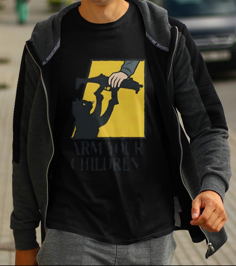 Arm Your Children Black Cat Gun T-Shirt