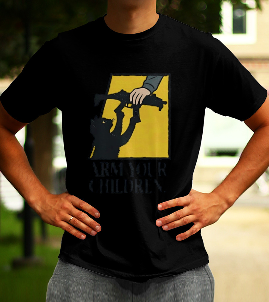 Arm Your Children Black Cat Gun T-Shirt