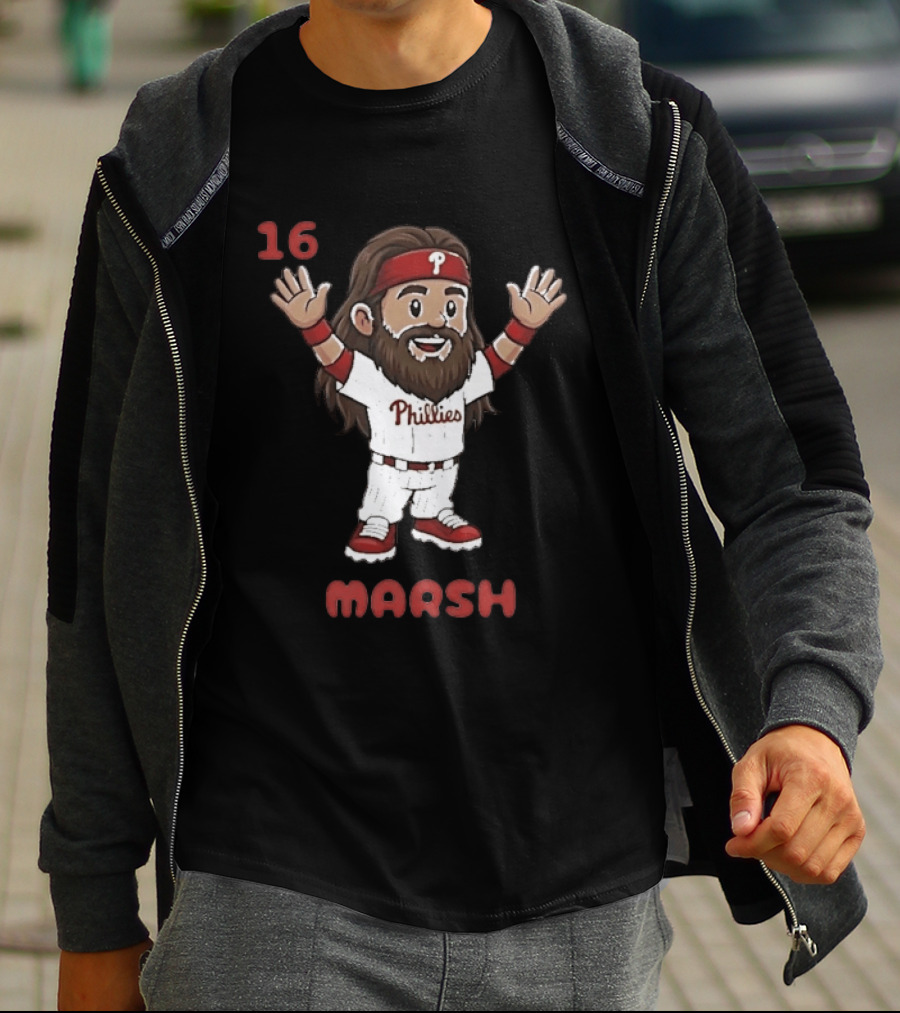 Philadelphia Phillies Brandon Marsh 16 Cartoon MLB 2026 T-Shirt