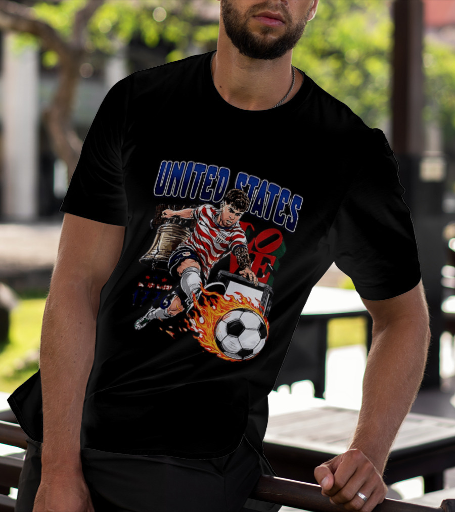 Christian Pulisic United States Soccer Fireball Liberty Bell Established 1776 T-Shirt